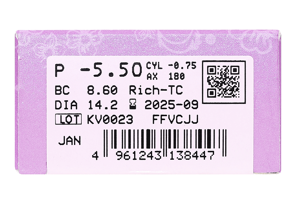 アイコフレ ワンデー UV M トーリック     レンズデータ