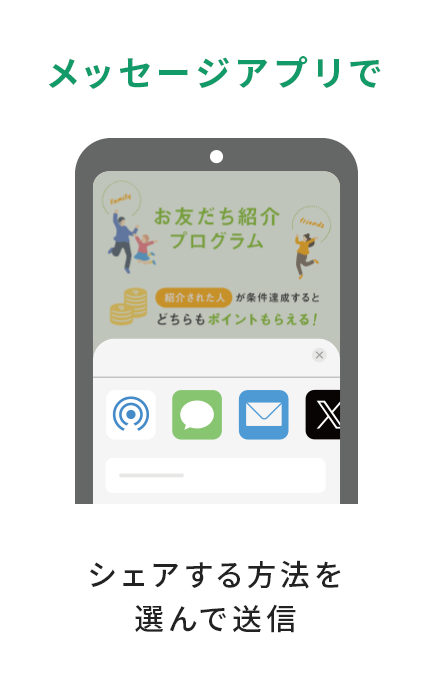メッセージアプリでシェア