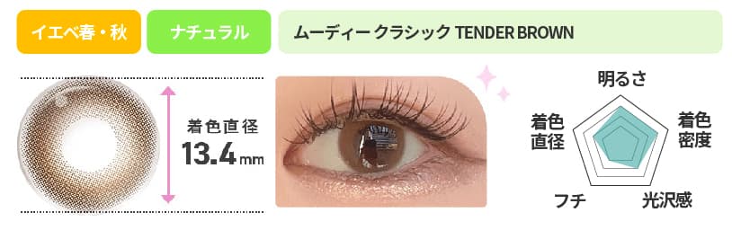 色素薄い系カラコンのおすすめ商品ムーディー クラシック TENDER BROWN
